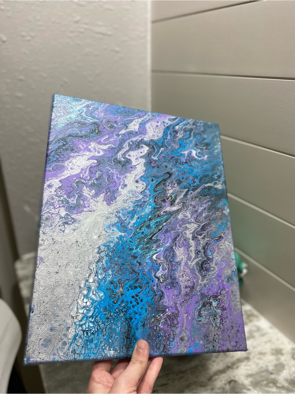 Abstract Fluid Art Canvas in Blue & Purple - Picture 5 of 7